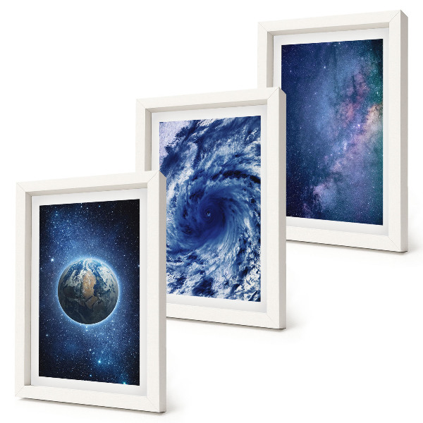 Posterpaket Jorden i rymden, storm och galax av stjärnor