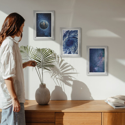 Posterpaket Jorden i rymden, storm och galax av stjärnor
