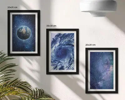 Posterpaket Jorden i rymden med storm och galax av stjärnor