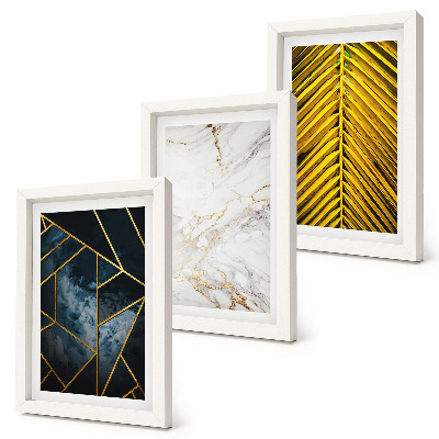 Triptyk tavla med ram Moderna geometriska mönster och naturliga växtmotiv