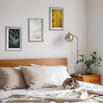 Triptyk tavla med ram Moderna geometriska mönster och naturliga växtmotiv