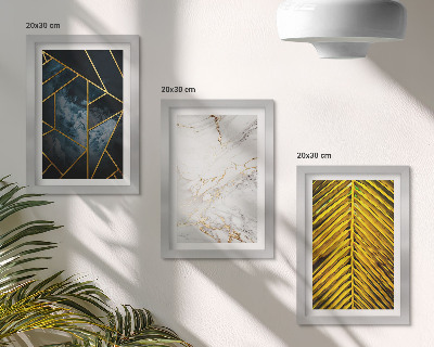 Triptyk tavla med ram Moderna geometriska mönster och naturliga växtmotiv