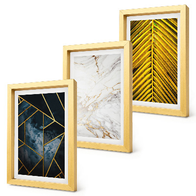 Triptyk tavla med ram Moderna geometriska mönster och naturliga växtmotiv