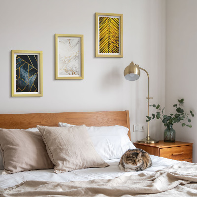 Triptyk tavla med ram Moderna geometriska mönster och naturliga växtmotiv
