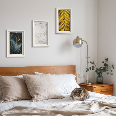 Triptyk tavla med ram Moderna geometriska mönster och naturliga växtmotiv