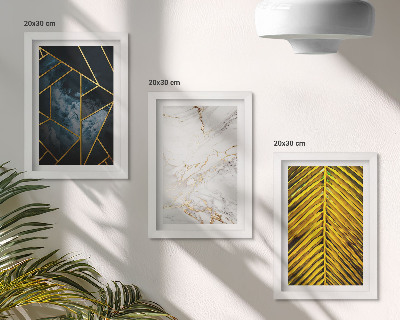 Triptyk tavla med ram Moderna geometriska mönster och naturliga växtmotiv