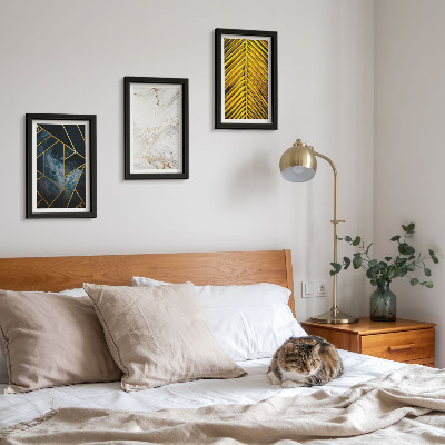 Triptyk tavla med ram Moderna geometriska mönster och naturliga växtmotiv