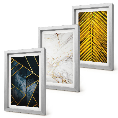 Triptyk tavla med ram Moderna geometriska mönster och naturliga växtmotiv