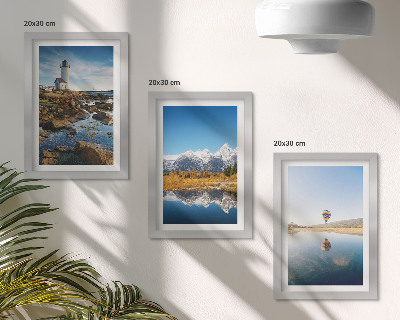 Posterpaket Naturvyer med fyr, berg, sjö och ballong