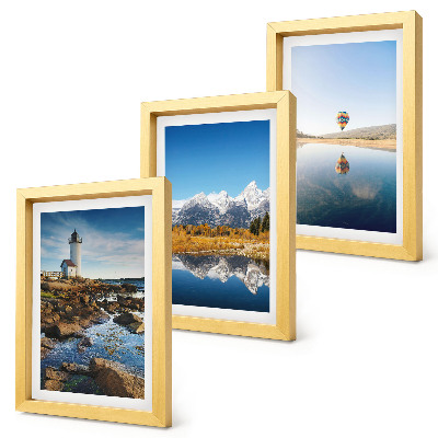 Posterpaket Naturvyer med fyr, berg, sjö och ballong