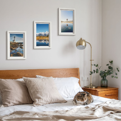 Posterpaket Naturvyer med fyr, berg, sjö och ballong