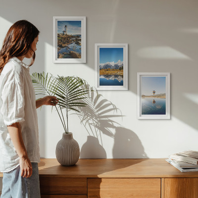 Posterpaket Naturvyer med fyr, berg, sjö och ballong