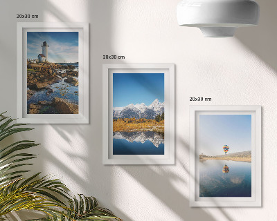 Posterpaket Naturvyer med fyr, berg, sjö och ballong