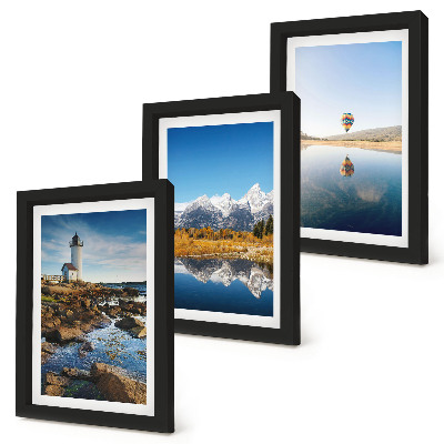 Posterpaket Naturvyer med fyr, berg, sjö och ballong