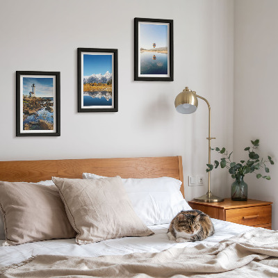 Posterpaket Naturvyer med fyr, berg, sjö och ballong