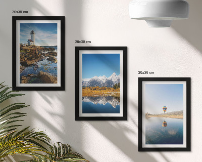 Posterpaket Naturvyer med fyr, berg, sjö och ballong