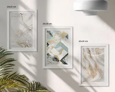 Triptyk tavla med ram med eleganta och trendiga abstrakta marmormönster