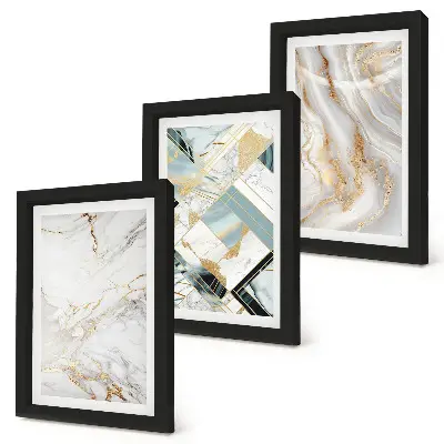 Triptyk tavla med ram med eleganta och trendiga abstrakta marmormönster