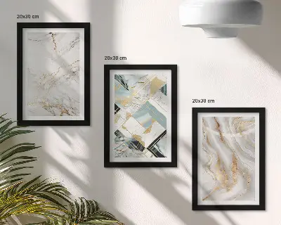 Triptyk tavla med ram med eleganta och trendiga abstrakta marmormönster