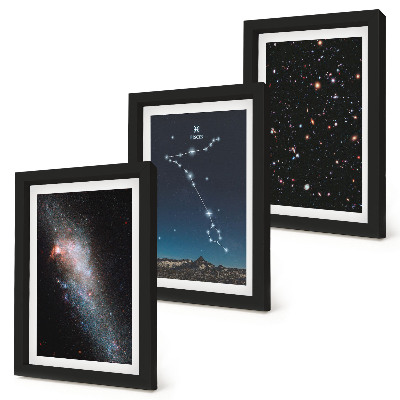 Posterpaket Rymdlandskap med stjärnbilden Fiskarna och galaxer