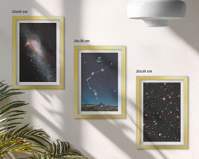 Triptyk tavla med ram Galax rymden stjärntecken Vattumannen