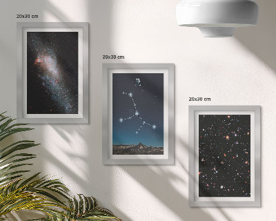 Tavelvägg med 3 tavlor Jungfruns stjärnbild galaxvy av universum