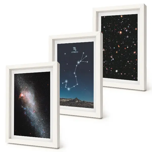 Posterpaket med kosmiska landskap av galaxer och stjärnbilden Skorpionen