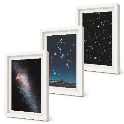 Triptyk tavla med ram Galaxer, konstellationer och rymdstjärntecken Skytten