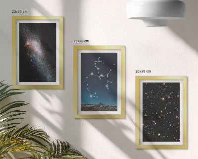 Triptyk tavla med ram Galaxer, konstellationer och rymdstjärntecken Skytten