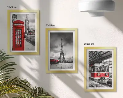 Posterpaket ikoniska städer och järnvägstema med motiv från London och Paris