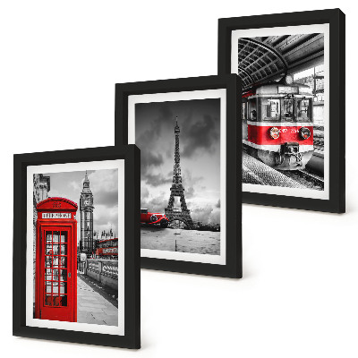 Posterpaket Ikoniska städer London Paris och järnvägstransporter