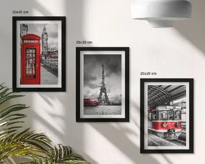 Posterpaket ikoniska städer och järnvägstema med motiv från London och Paris