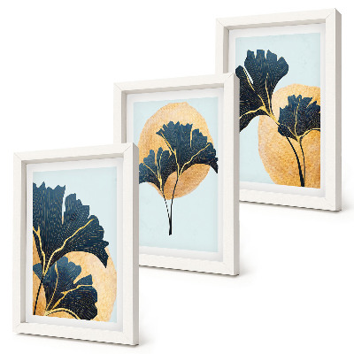 Posterpaket Estetiska ginkgoblad på en ljus bakgrund