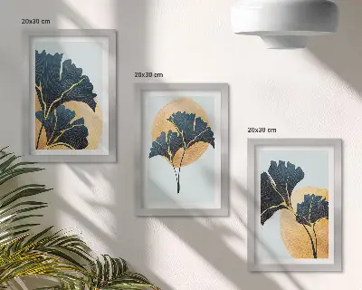 Posterpaket estetiska ginkgoblad på ljus bakgrund