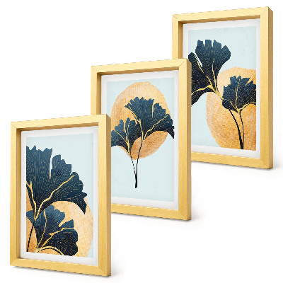 Posterpaket Estetiska ginkgoblad på en ljus bakgrund
