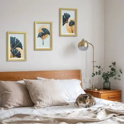 Posterpaket estetiska ginkgoblad på ljus bakgrund