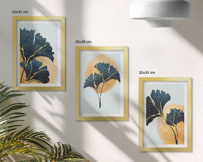 Posterpaket Estetiska ginkgoblad på en ljus bakgrund