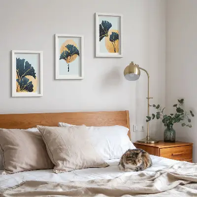 Posterpaket estetiska ginkgoblad på ljus bakgrund