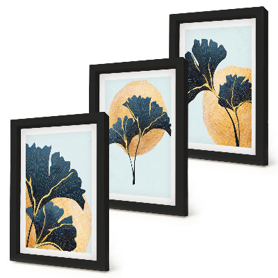 Posterpaket Estetiska ginkgoblad på en ljus bakgrund