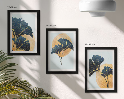 Posterpaket Estetiska ginkgoblad på en ljus bakgrund
