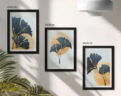 Posterpaket estetiska ginkgoblad på ljus bakgrund
