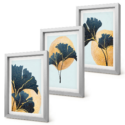 Posterpaket Estetiska ginkgoblad på en ljus bakgrund