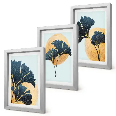 Posterpaket estetiska ginkgoblad på ljus bakgrund