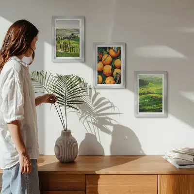 Posterpaket italiensk landsbygd med apelsiner och natur