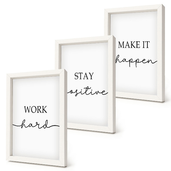 Triptyk tavla med ram Minimalistiska motiverande citat som inspirerar