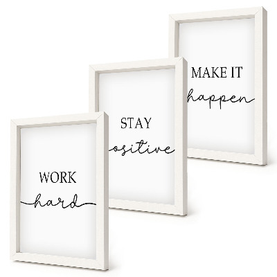 Triptyk tavla med ram Minimalistiska motiverande citat som inspirerar