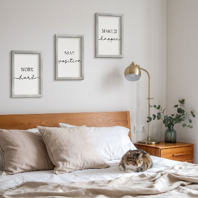 Triptyk tavla med ram Minimalistiska motiverande citat som inspirerar