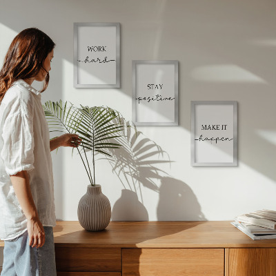 Triptyk tavla med ram Minimalistiska motiverande citat som inspirerar