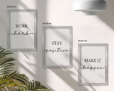 Triptyk tavla med ram Minimalistiska motiverande citat som inspirerar