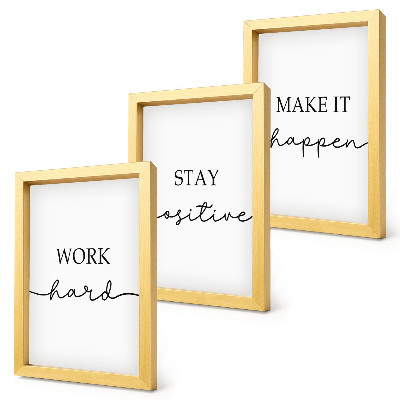 Triptyk tavla med ram Minimalistiska motiverande citat som inspirerar